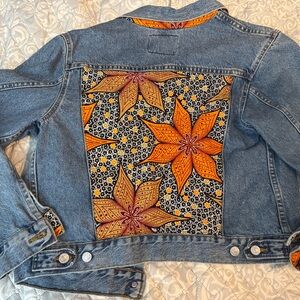 Levi's Blue Denim Jacket with Orange Floral Panel